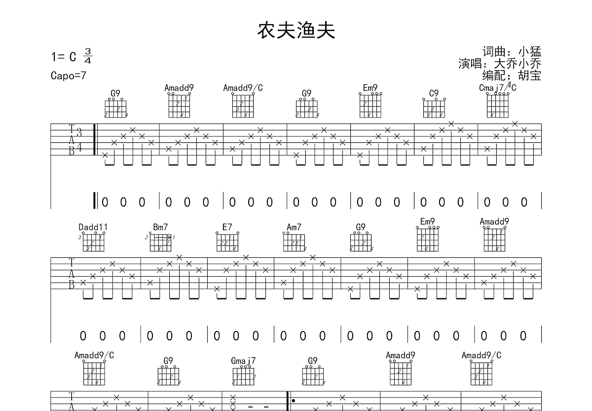 农夫渔夫吉他谱预览图