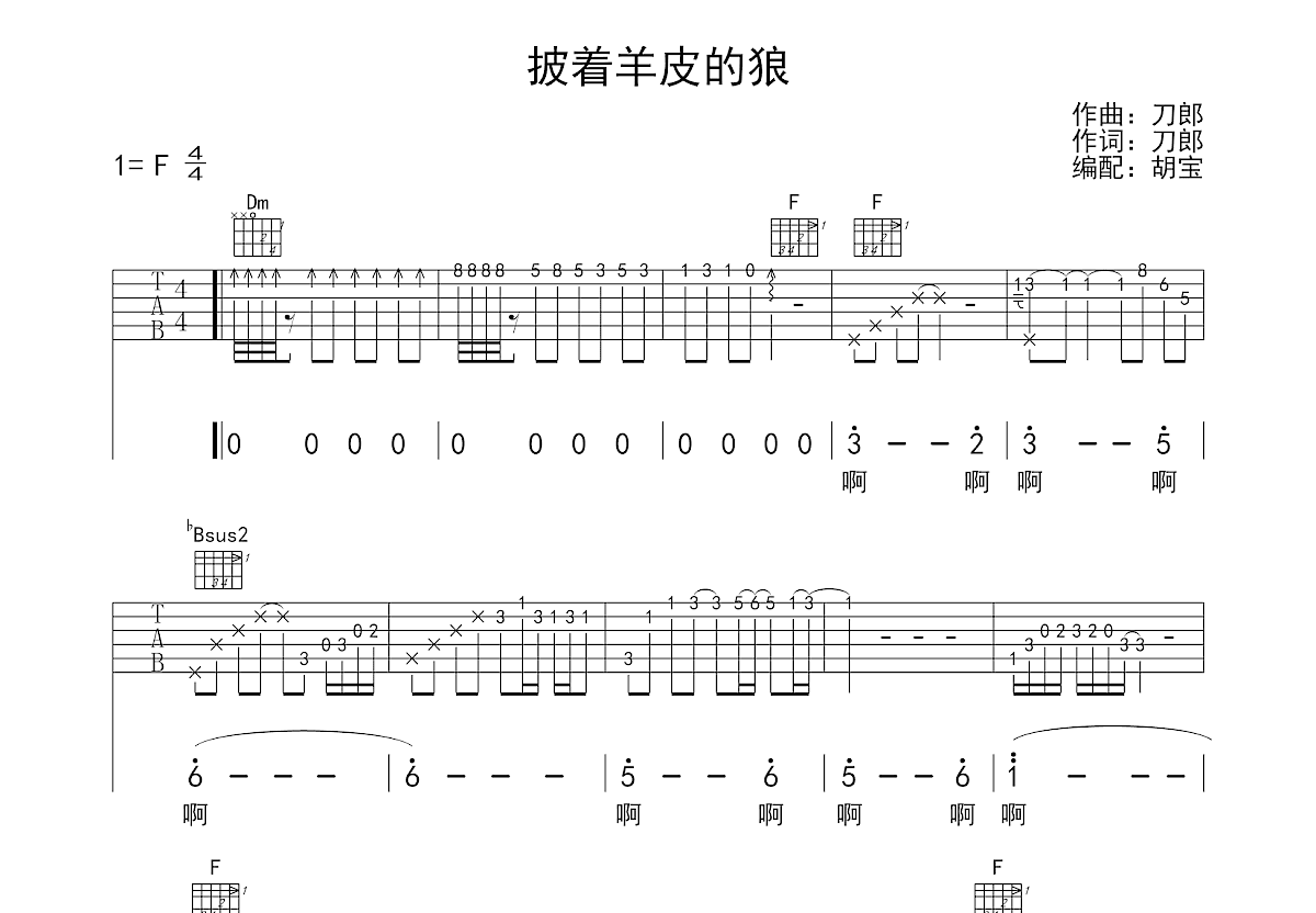 披着羊皮的狼吉他谱预览图