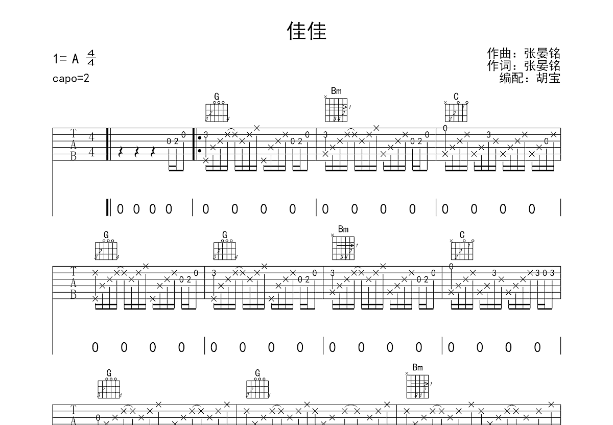 佳佳吉他谱预览图