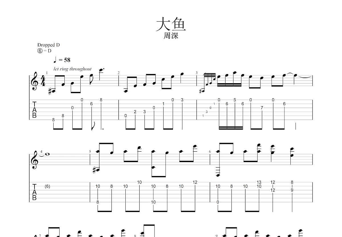 大鱼吉他谱预览图