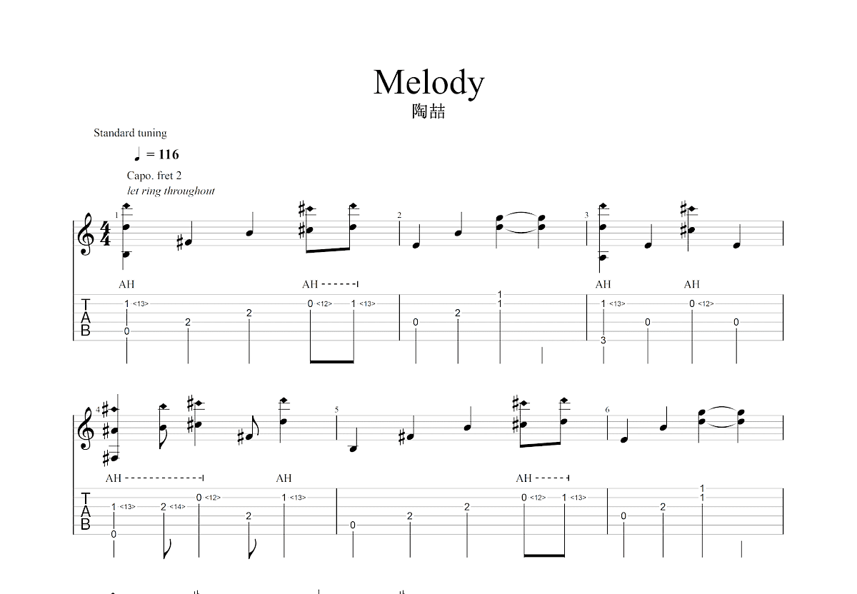 Melody吉他谱预览图