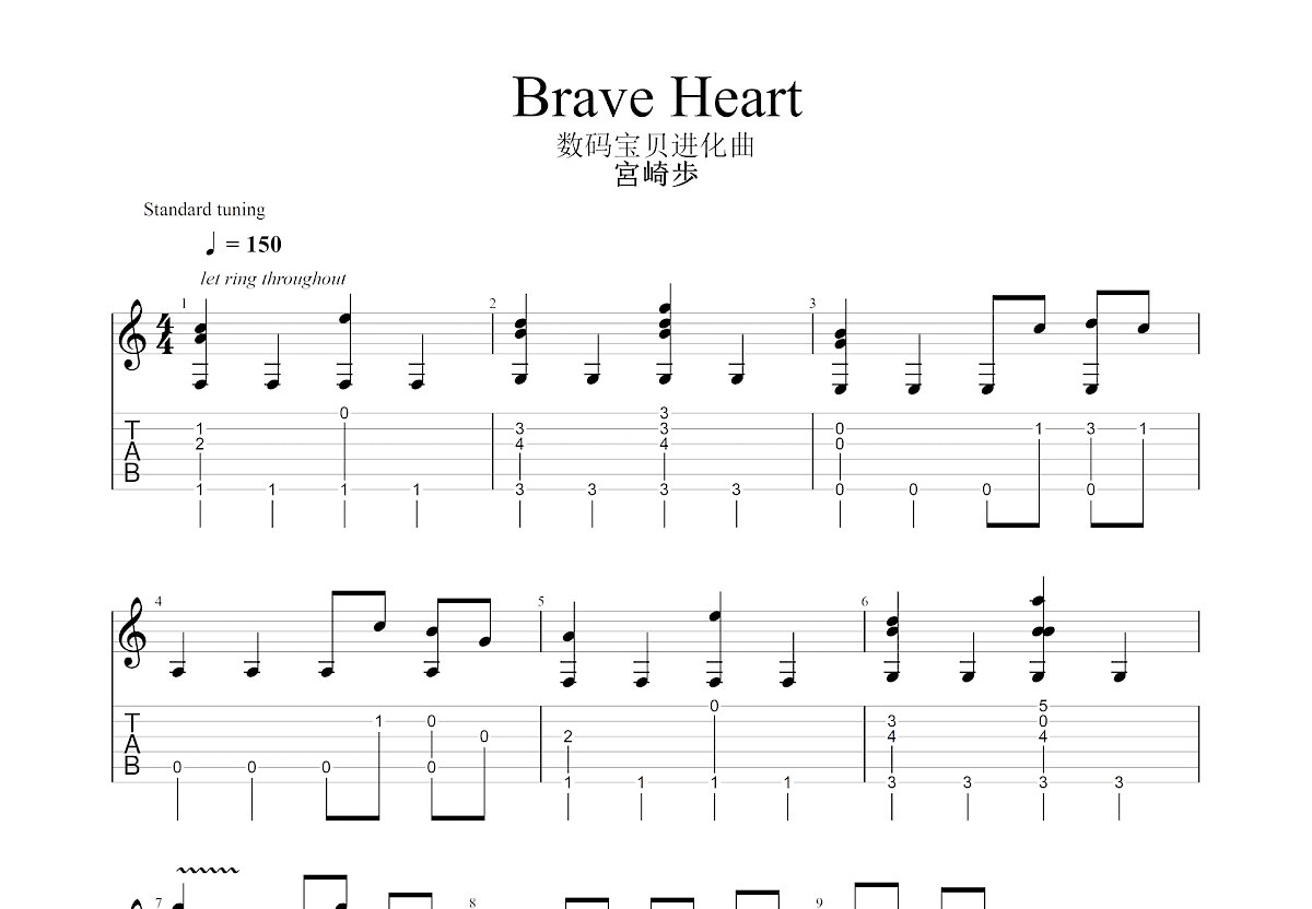 Brave Heart吉他谱预览图