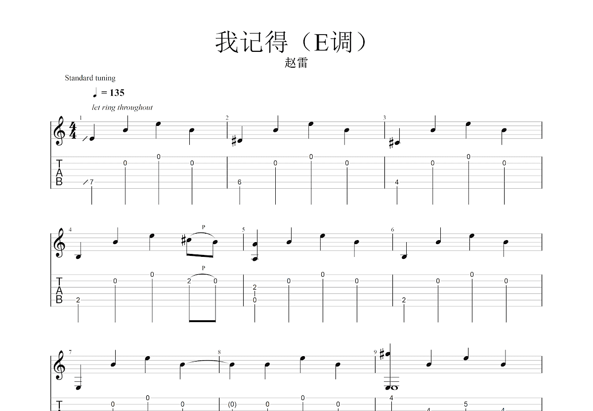 我记得吉他谱预览图