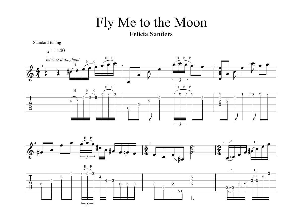 FLY ME TO THE MOON吉他谱预览图