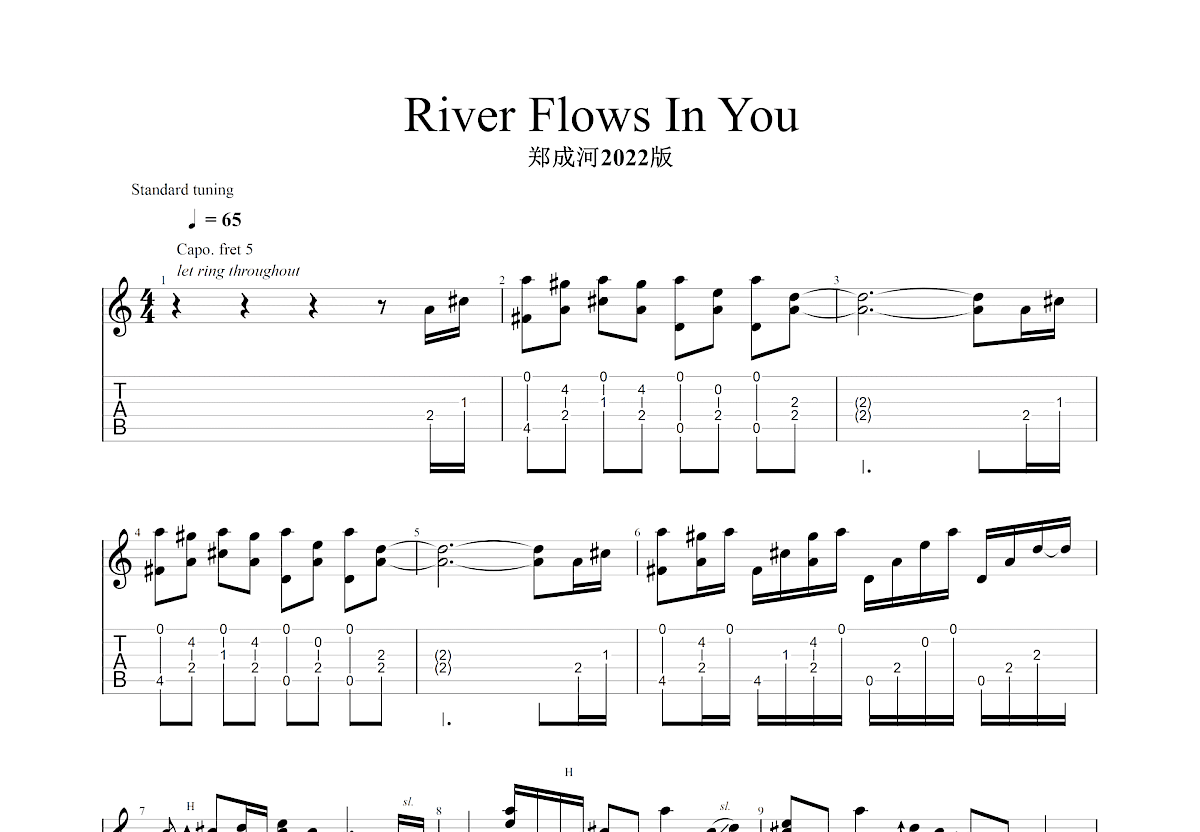 River Flows in You吉他谱预览图