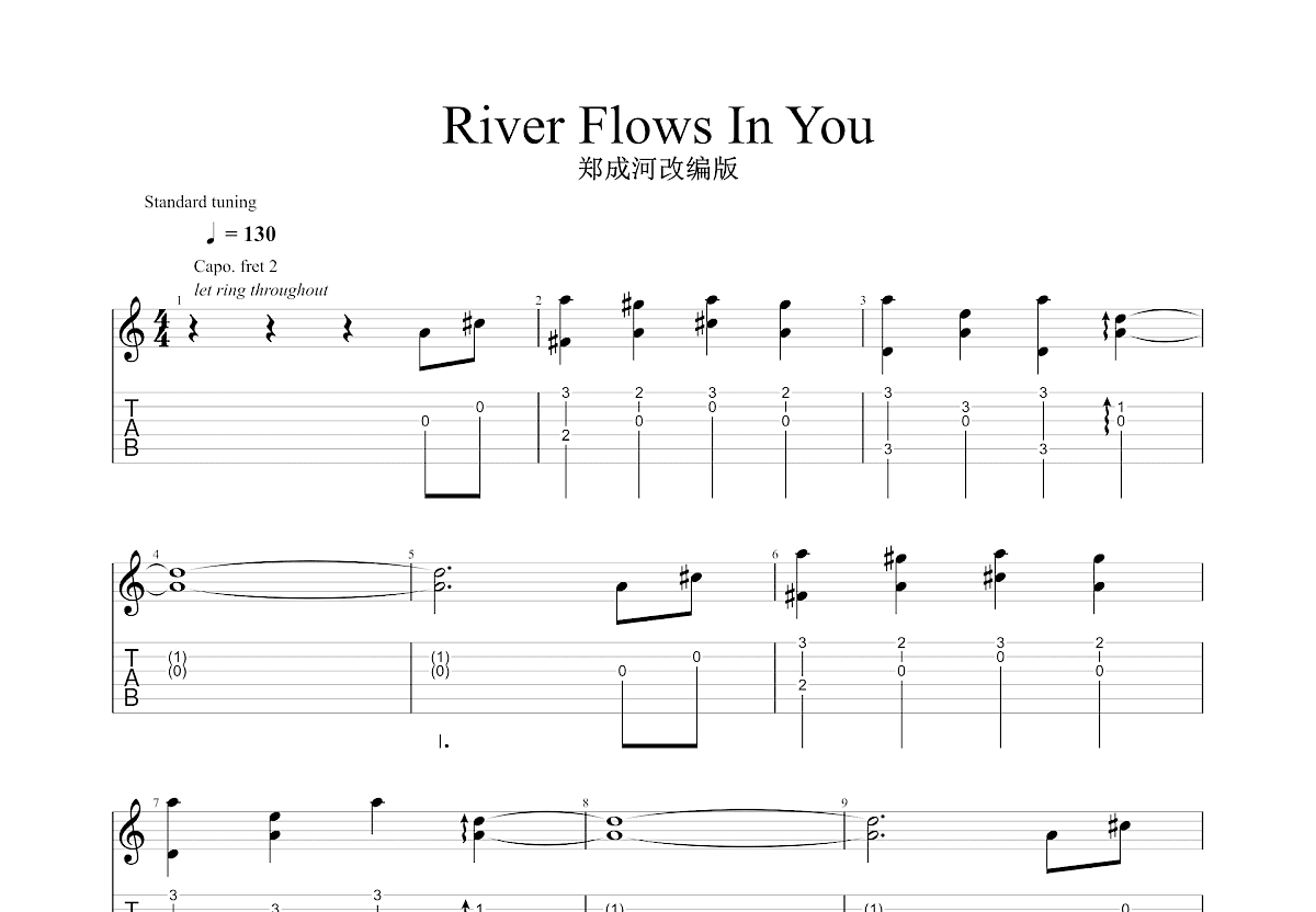 River Flows In You吉他谱预览图
