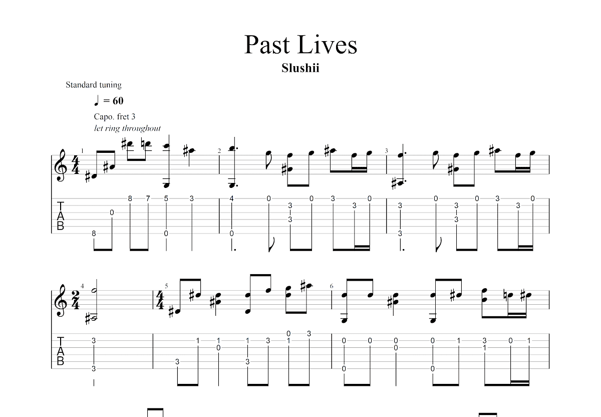 Past Lives吉他谱预览图