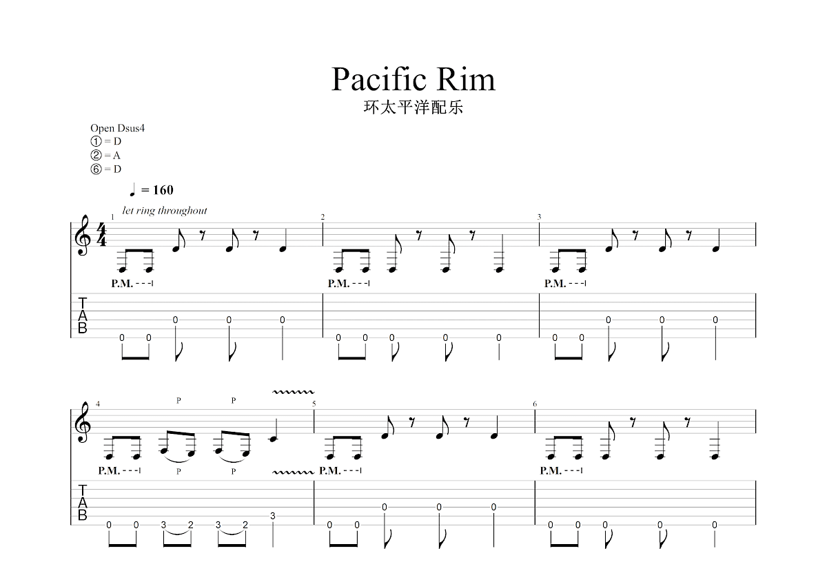 环太平洋配乐吉他谱预览图