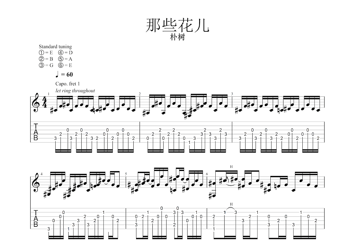 那些花儿吉他谱预览图