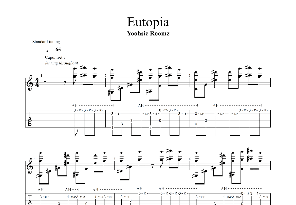 Eutopia吉他谱预览图