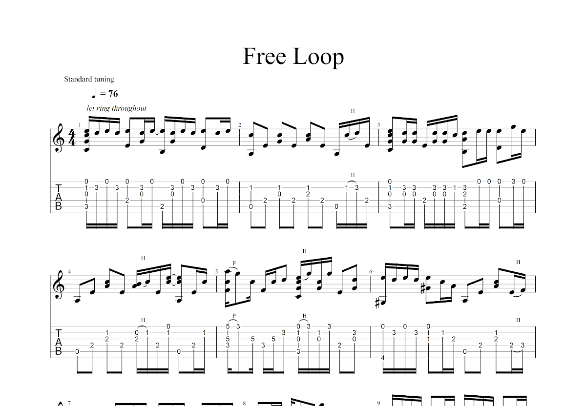 Free loop吉他谱预览图