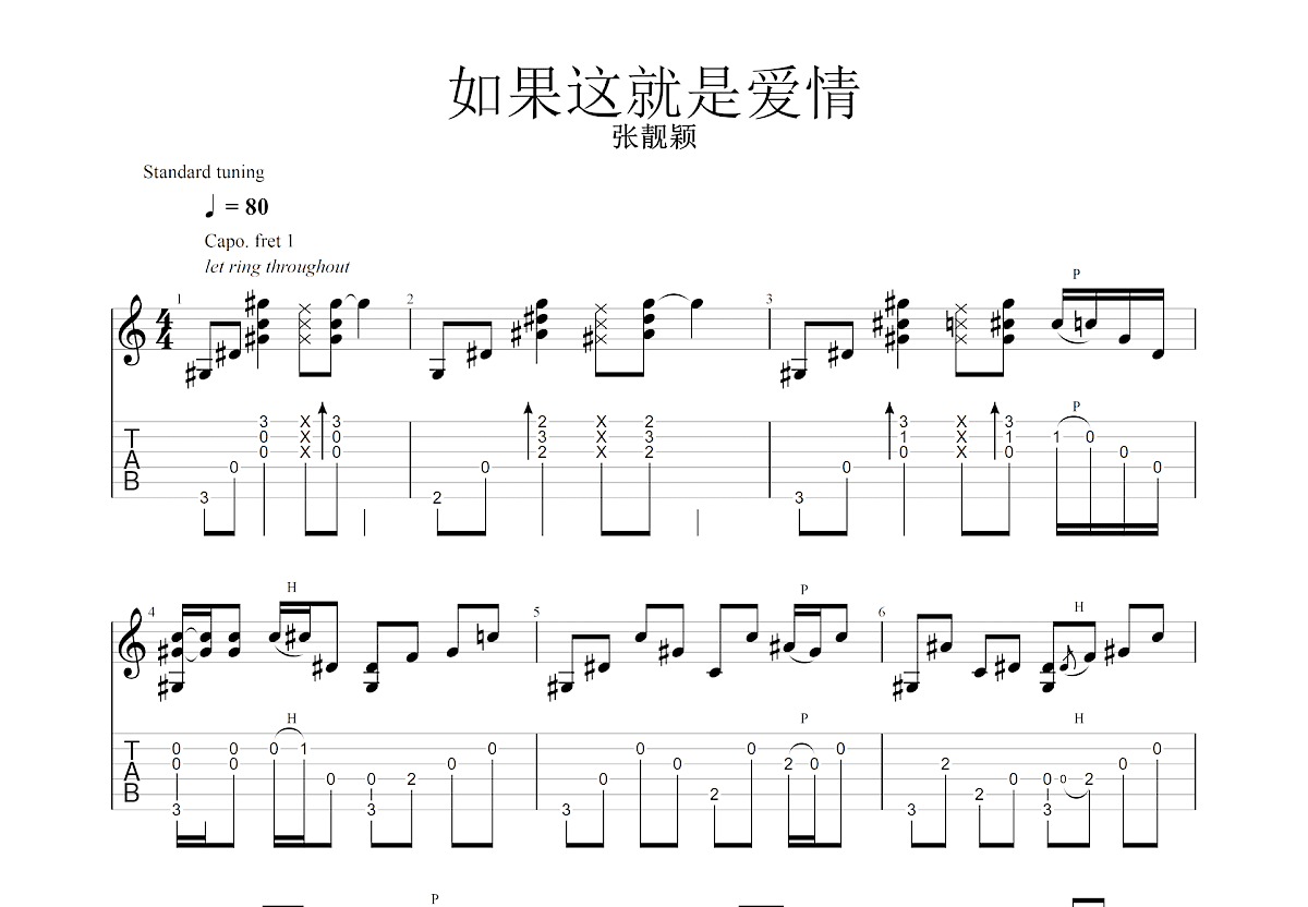 如果这就是爱情吉他谱预览图