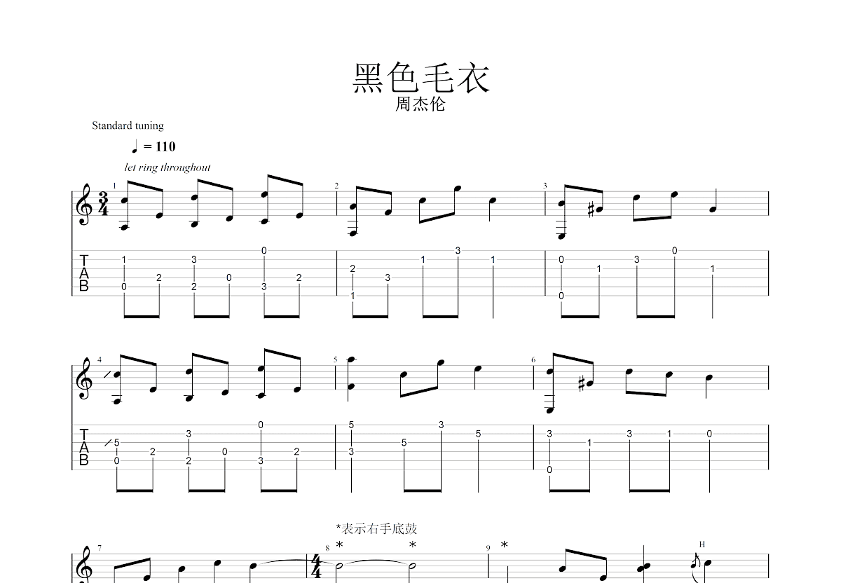 黑色毛衣吉他谱预览图