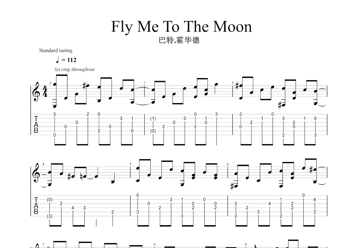 FLY ME TO THE MOON吉他谱预览图