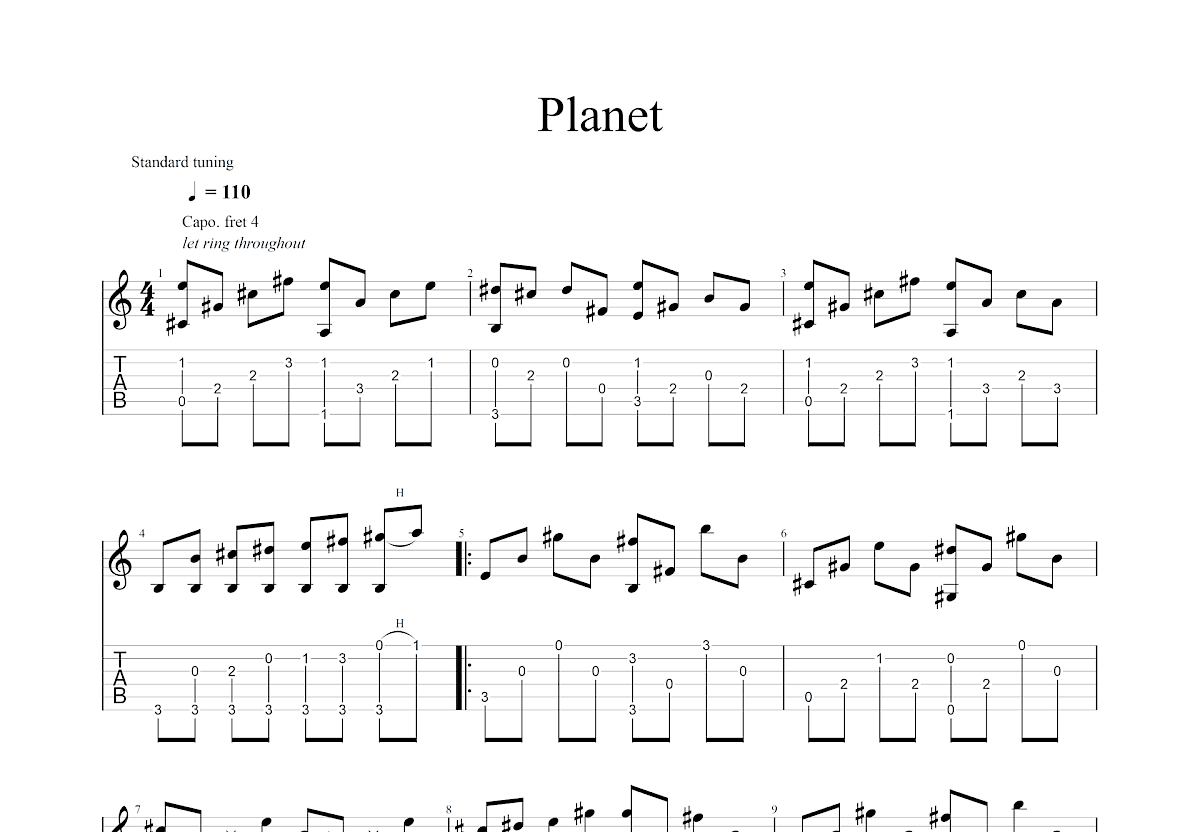 PLANET吉他谱预览图