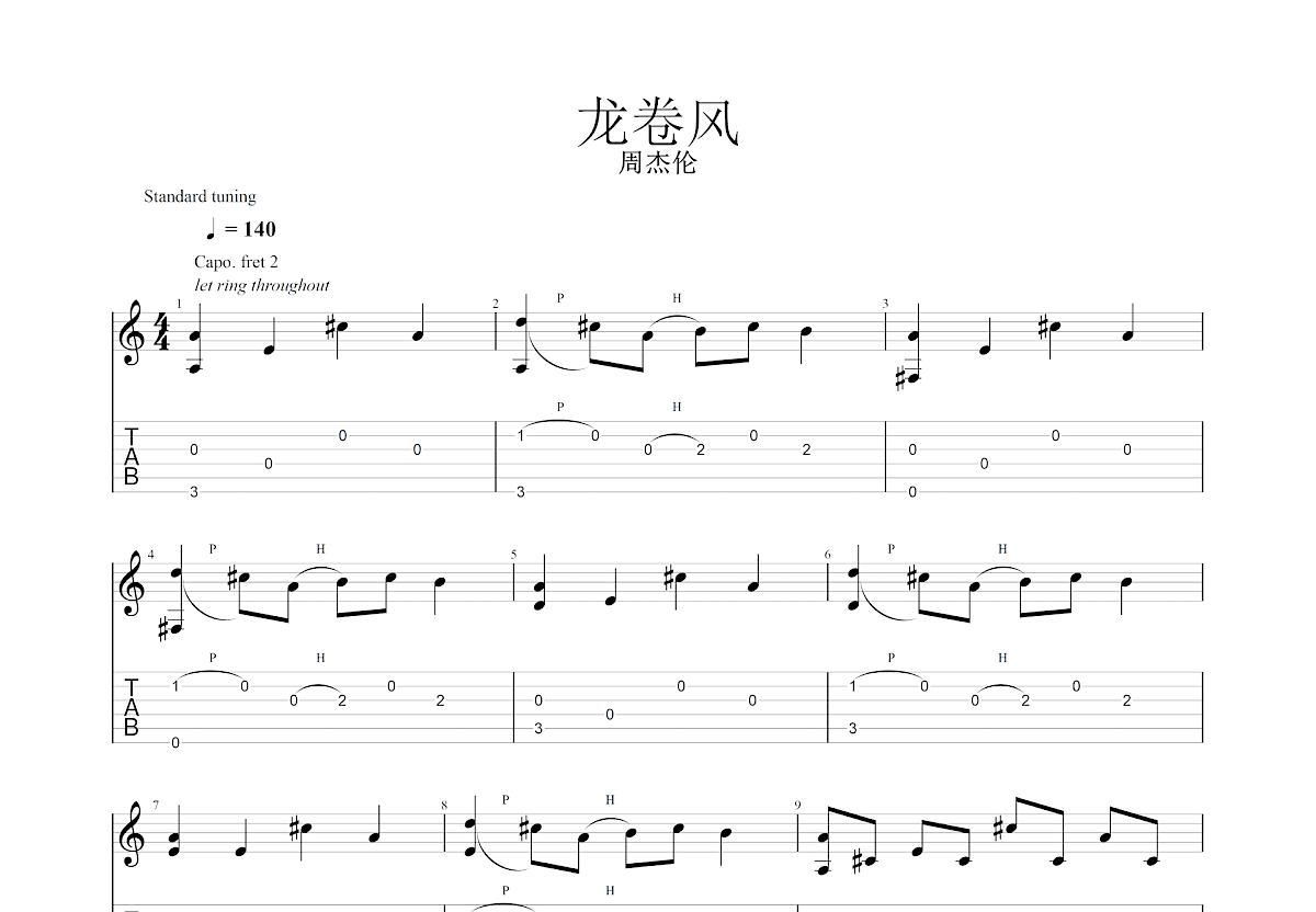 龙卷风吉他谱预览图