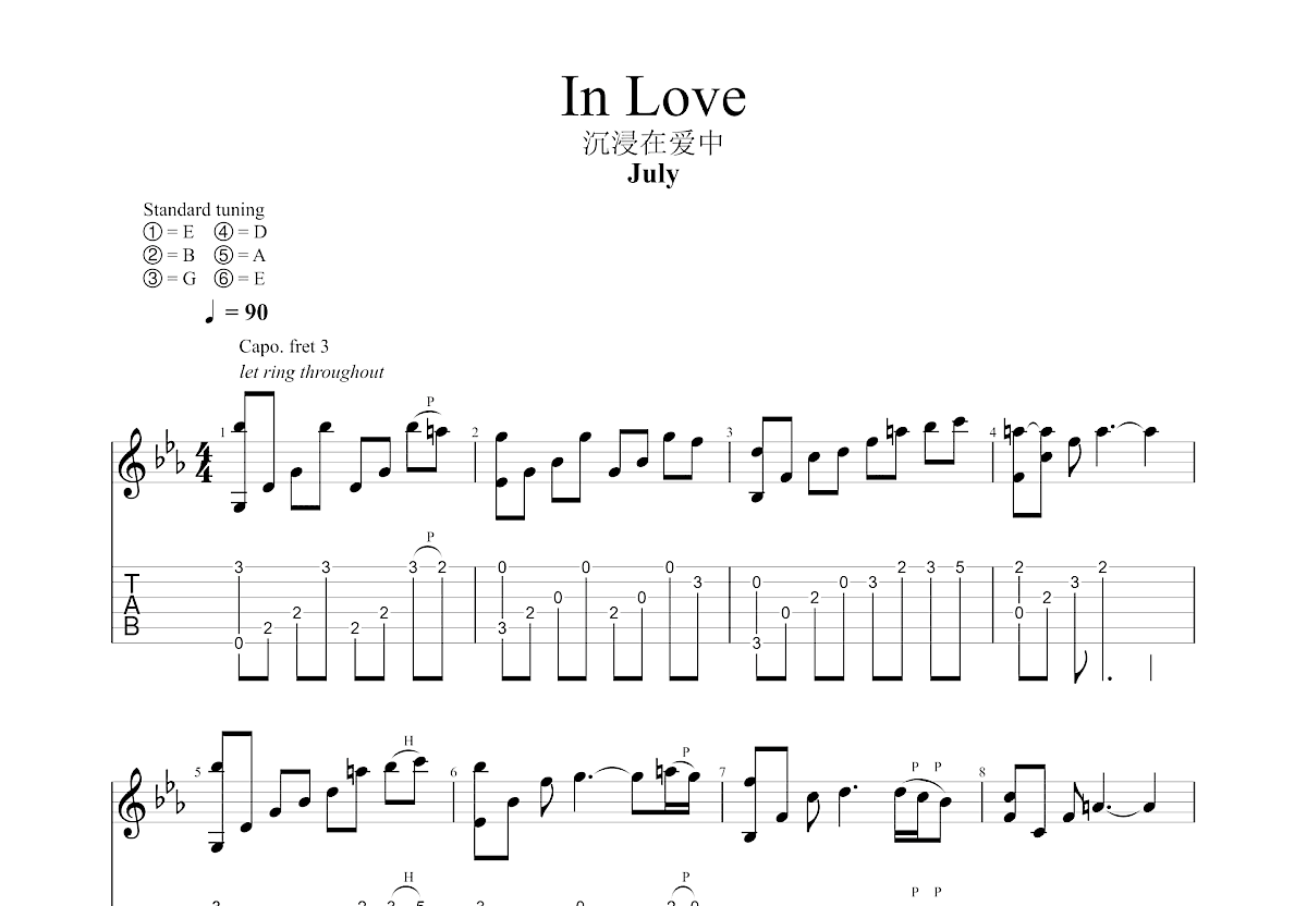 In Love吉他谱预览图