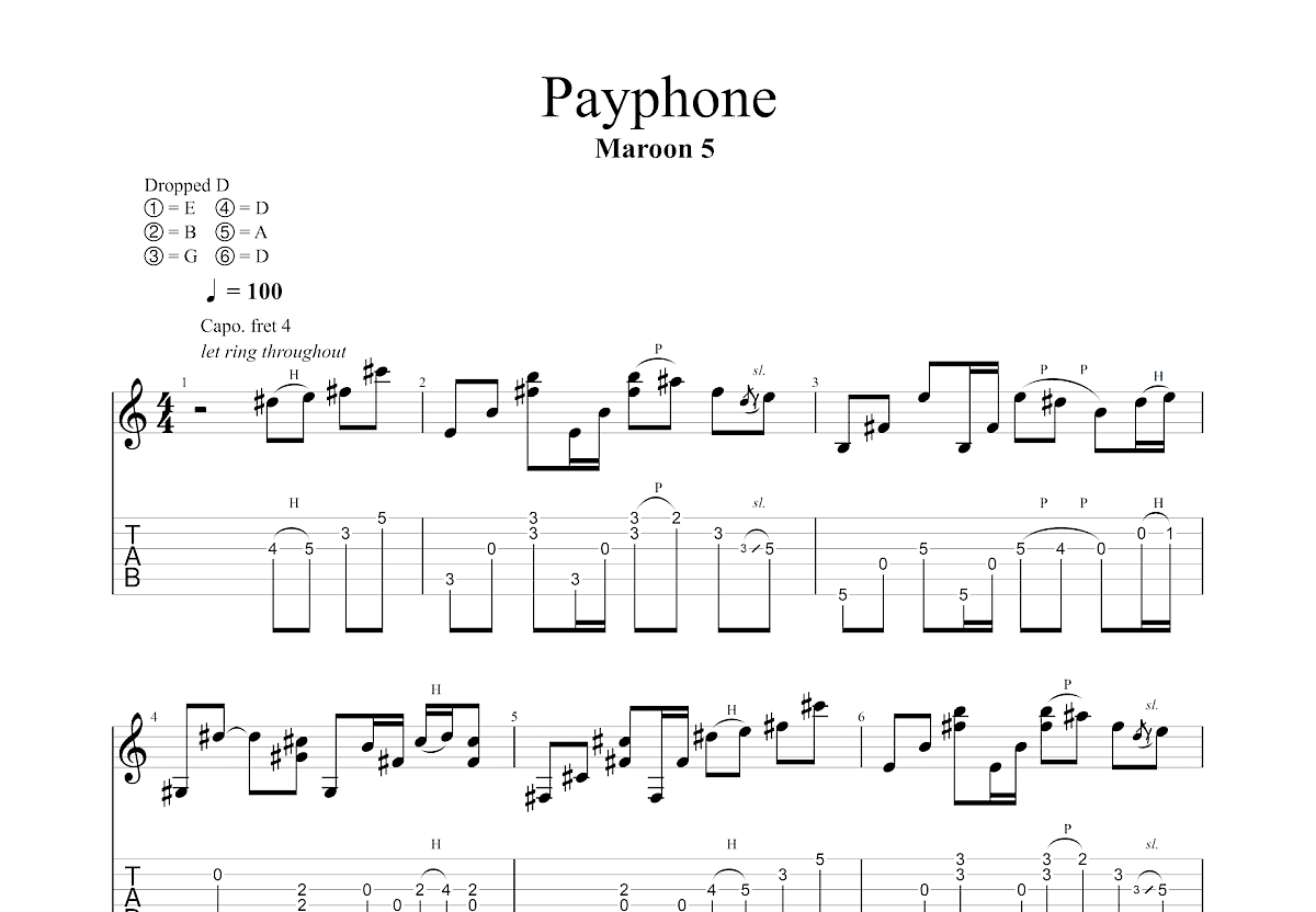 Payphone吉他谱预览图