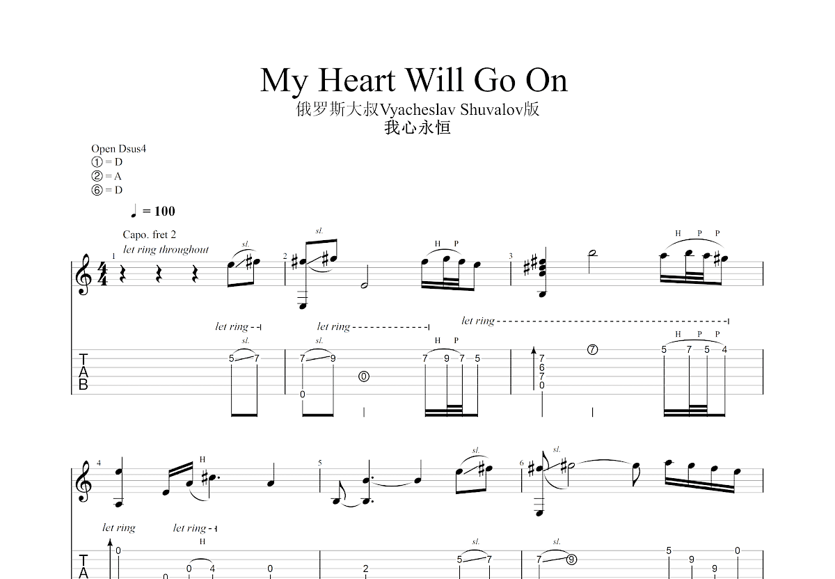 My Heart Will Go On 我心永恒吉他谱预览图