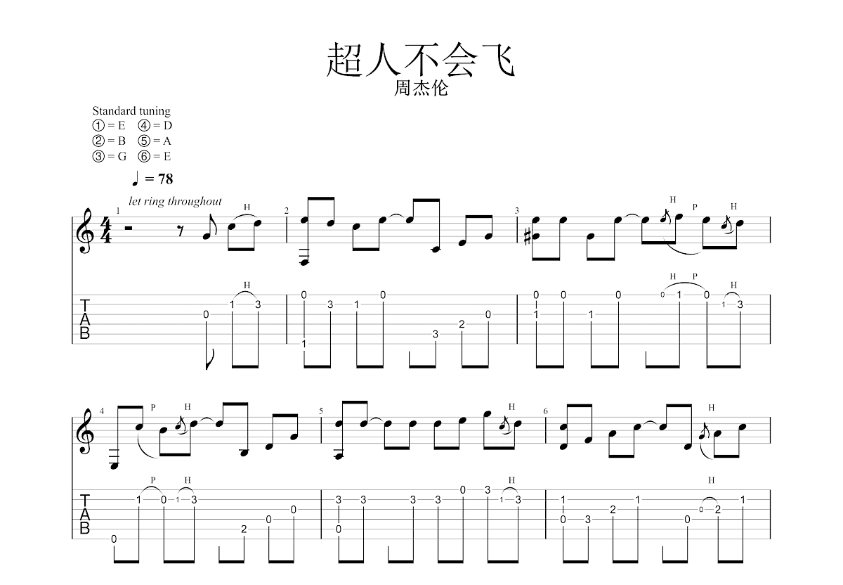 超人不会飞吉他谱预览图
