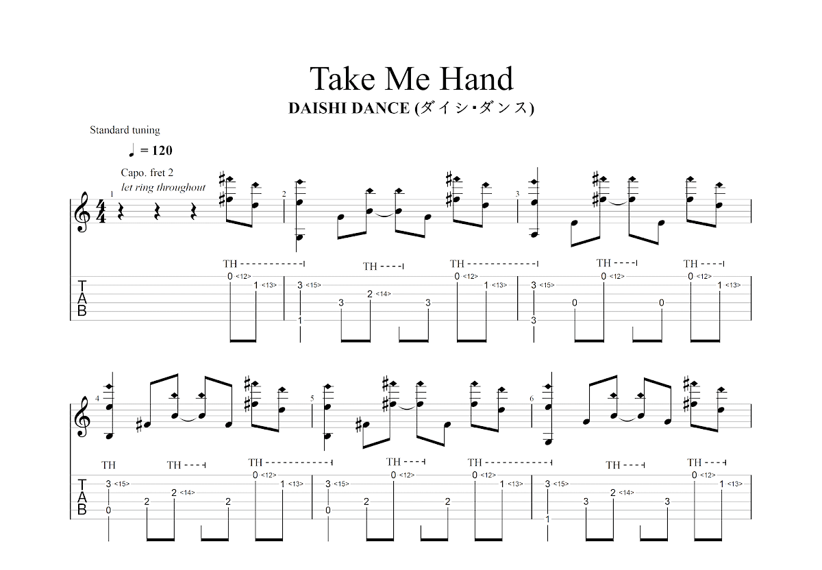 Take me hand吉他谱预览图