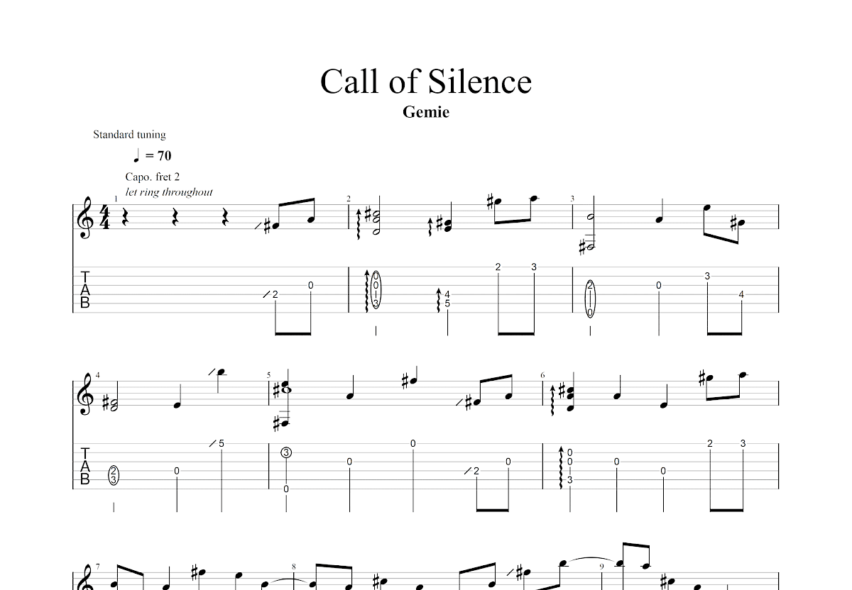 Call of Silence吉他谱预览图