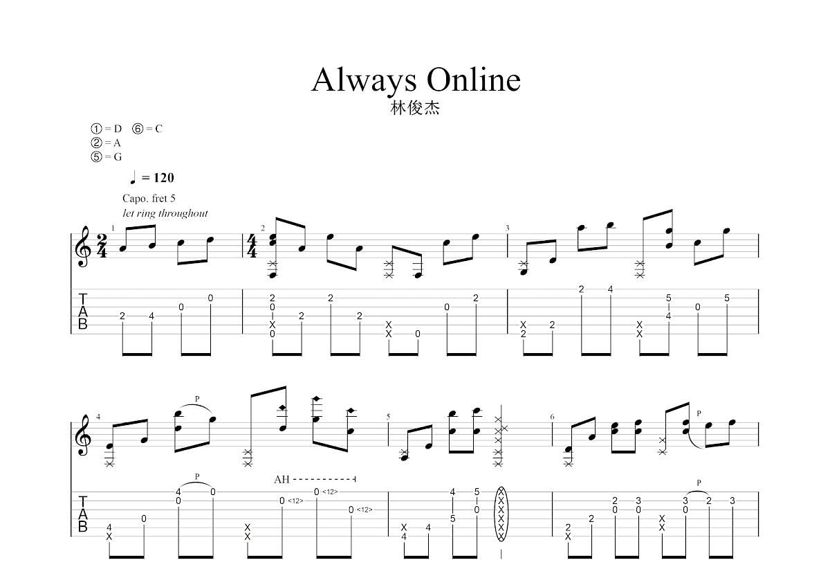 Always Online吉他谱预览图