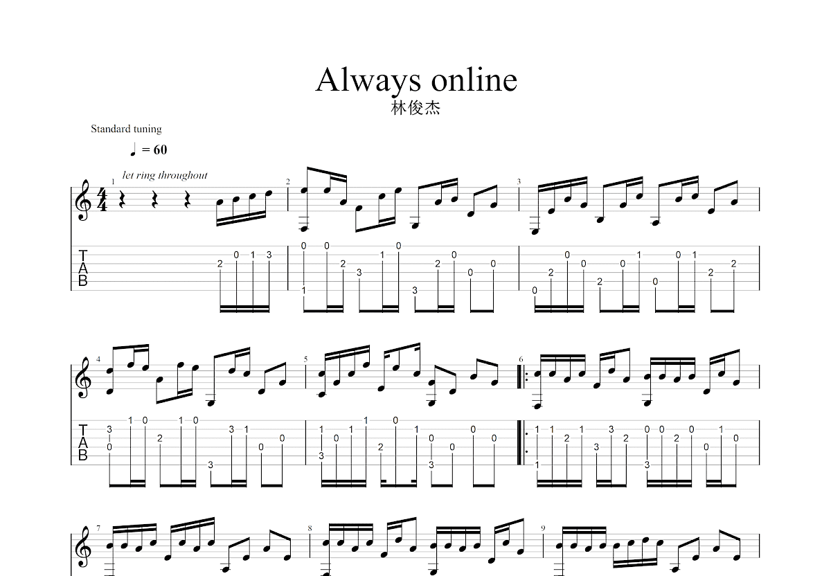 Always Online吉他谱预览图
