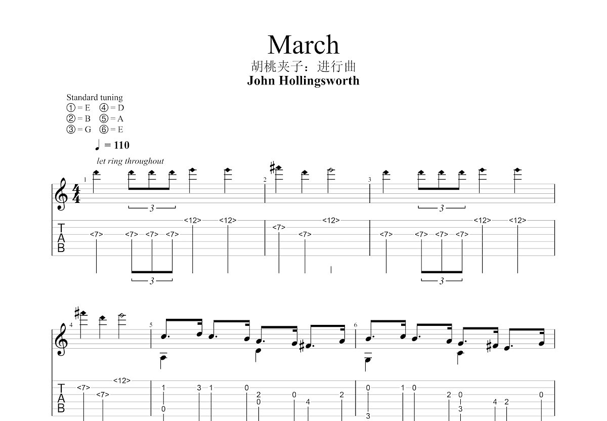 March吉他谱预览图