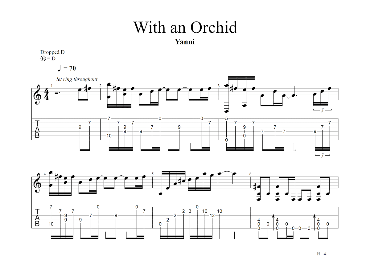 With an Orchid吉他谱_Yanni_D调指弹