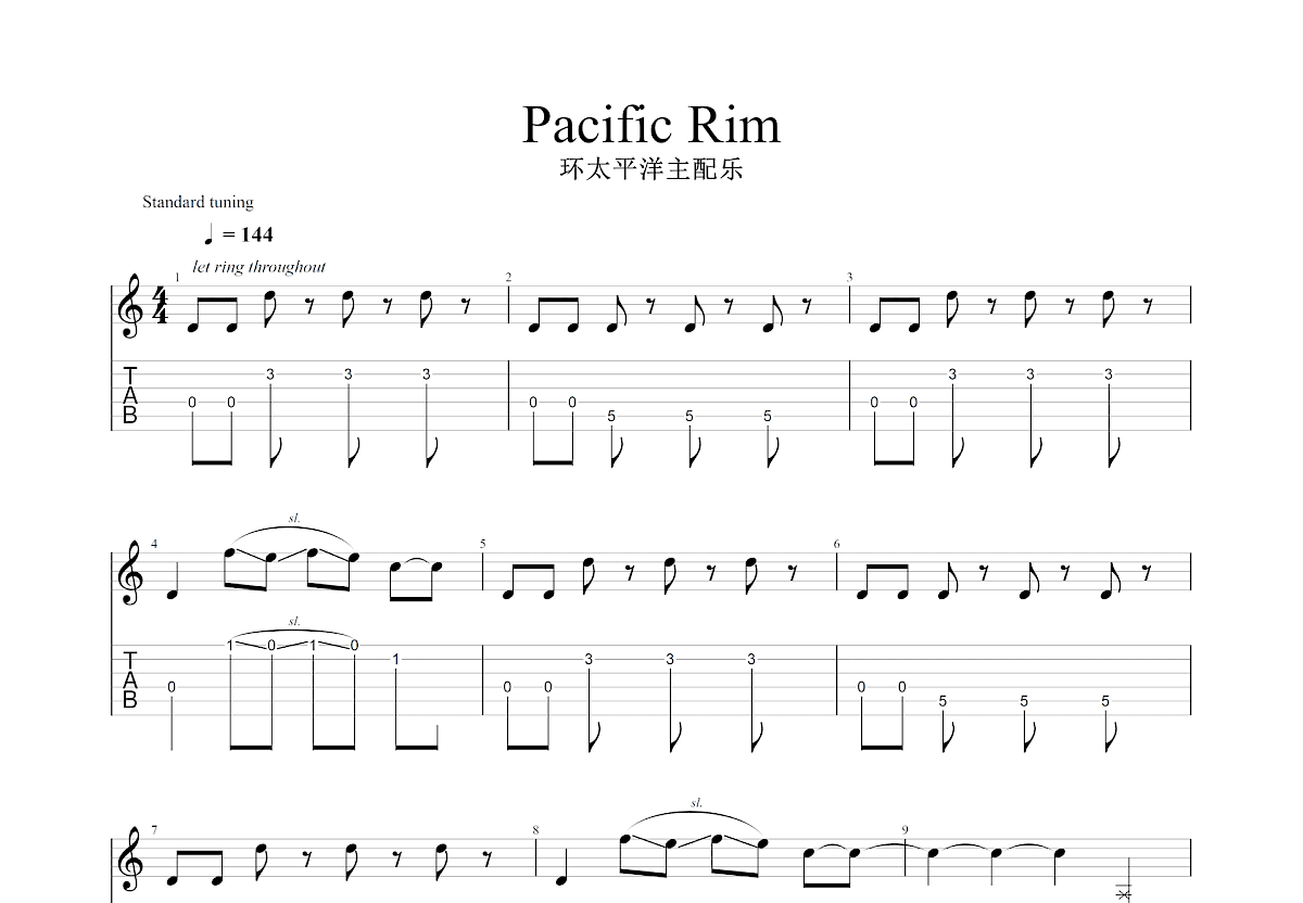 Pacific Rim吉他谱预览图