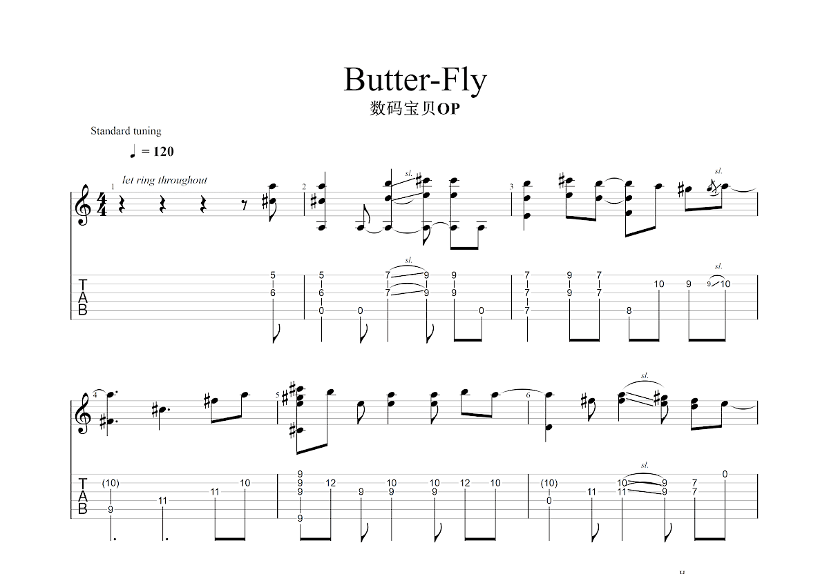 Butter-fly吉他谱预览图