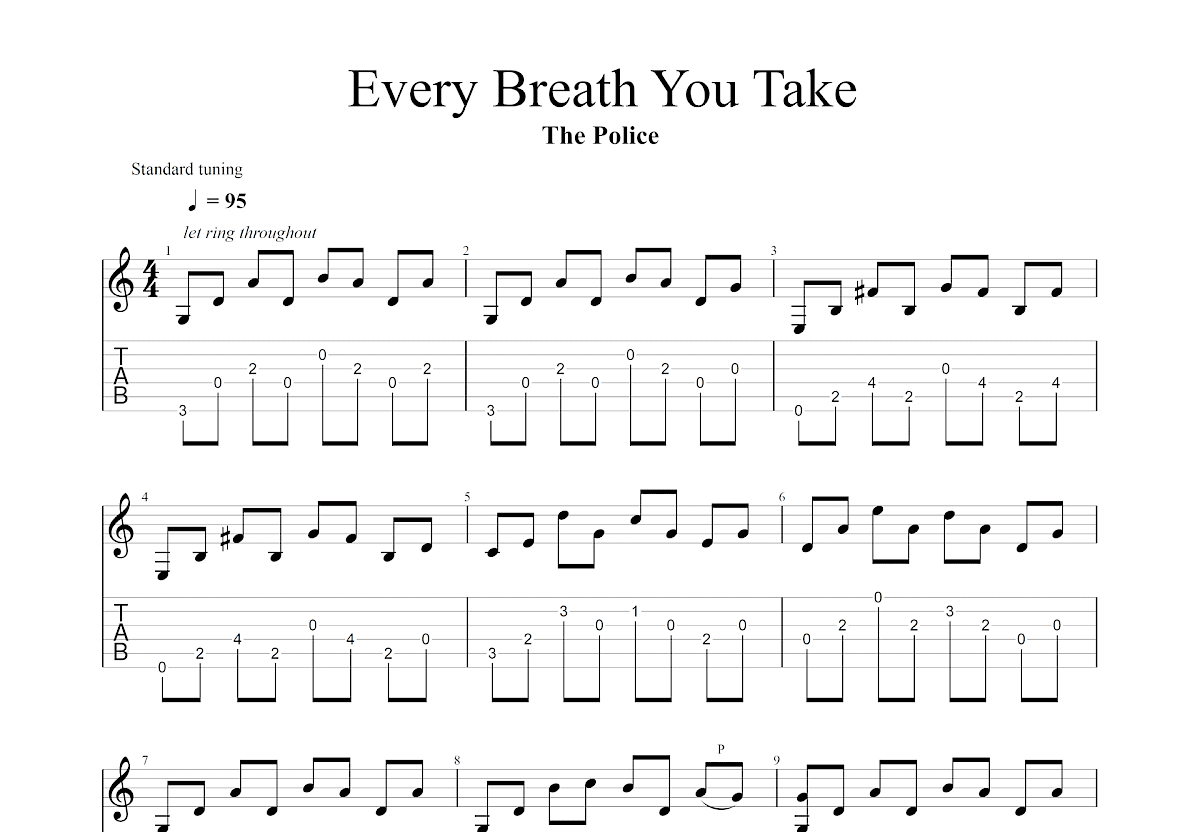 Every Breath You Take吉他谱预览图