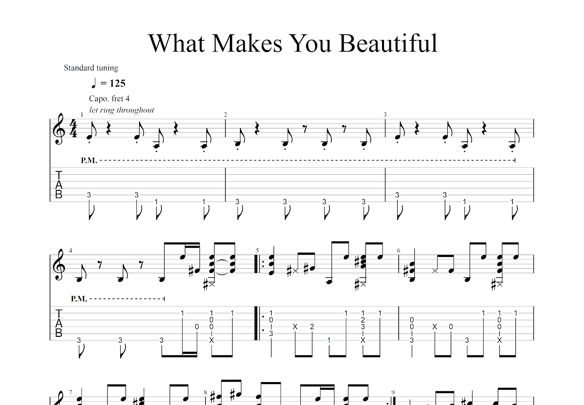 What Makes You Beautiful吉他谱预览图