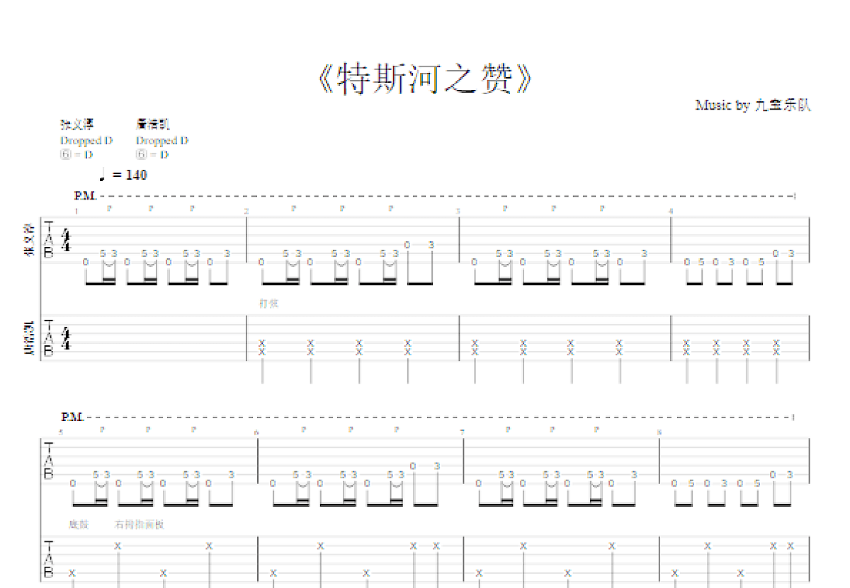 特斯河之赞吉他谱预览图