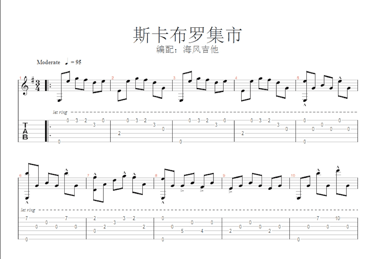 斯卡布罗集市吉他谱预览图
