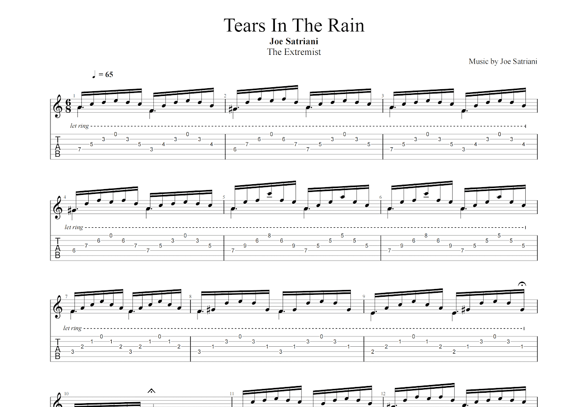 Tears In The Rain吉他谱预览图