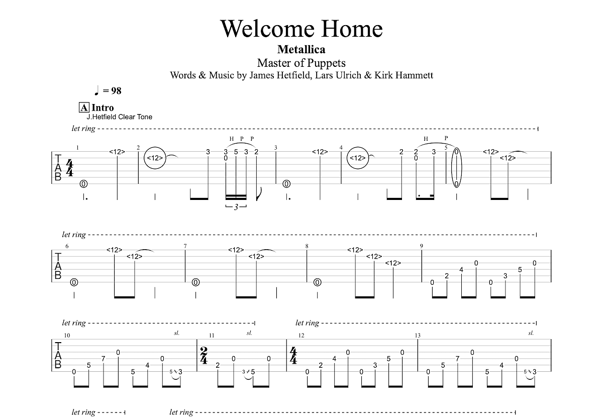 Welcome Home吉他谱预览图