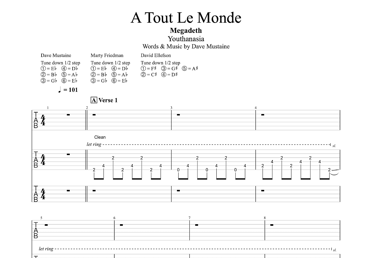 A Tout Le Monde吉他谱预览图