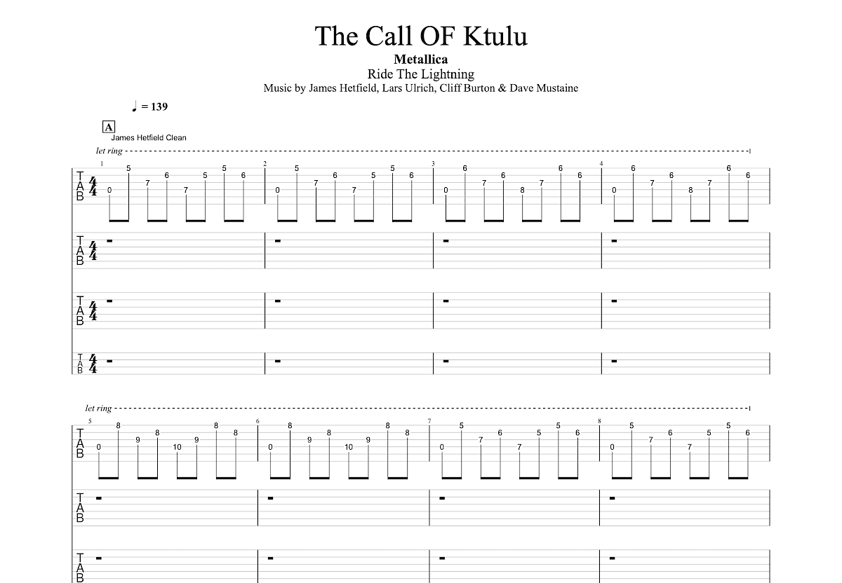 The Call OF Ktulu吉他谱预览图