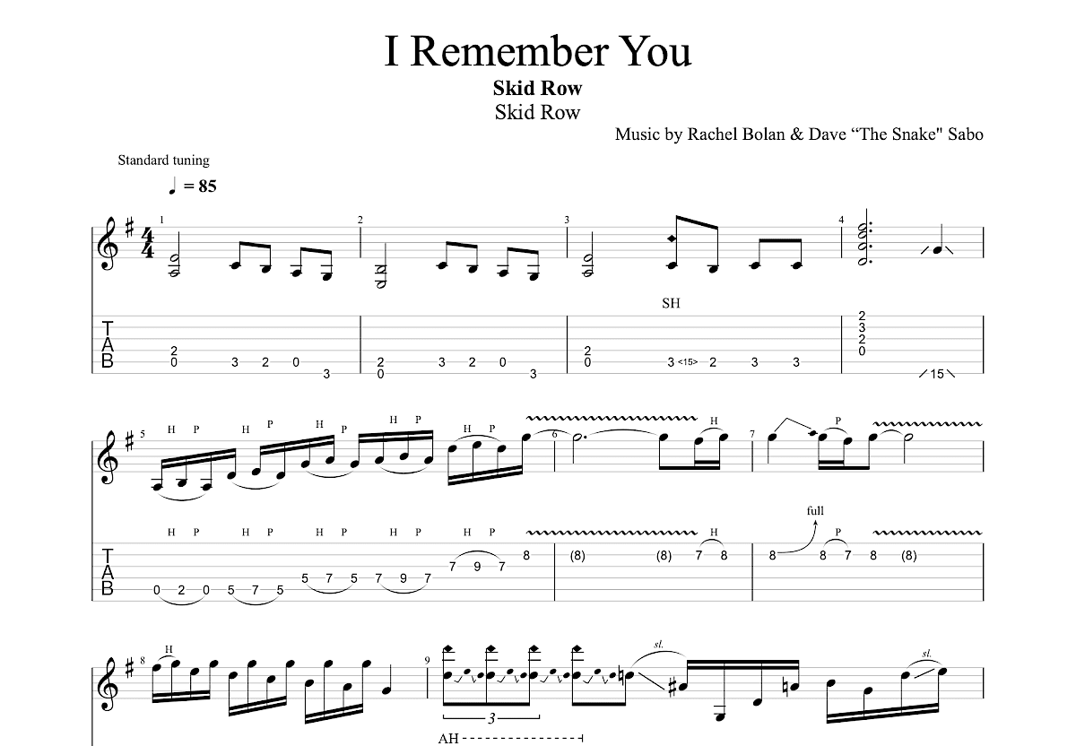 I Remember You吉他谱预览图