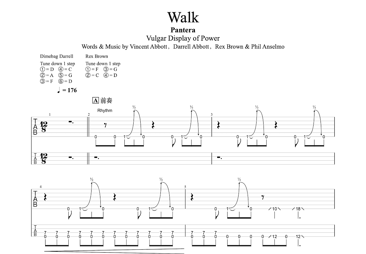 Walk吉他谱预览图