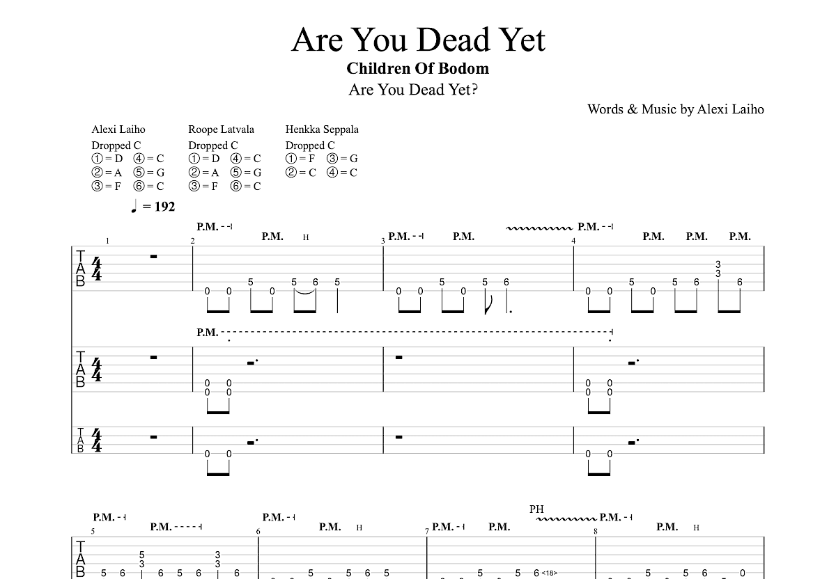 Are You Dead Yet吉他谱预览图