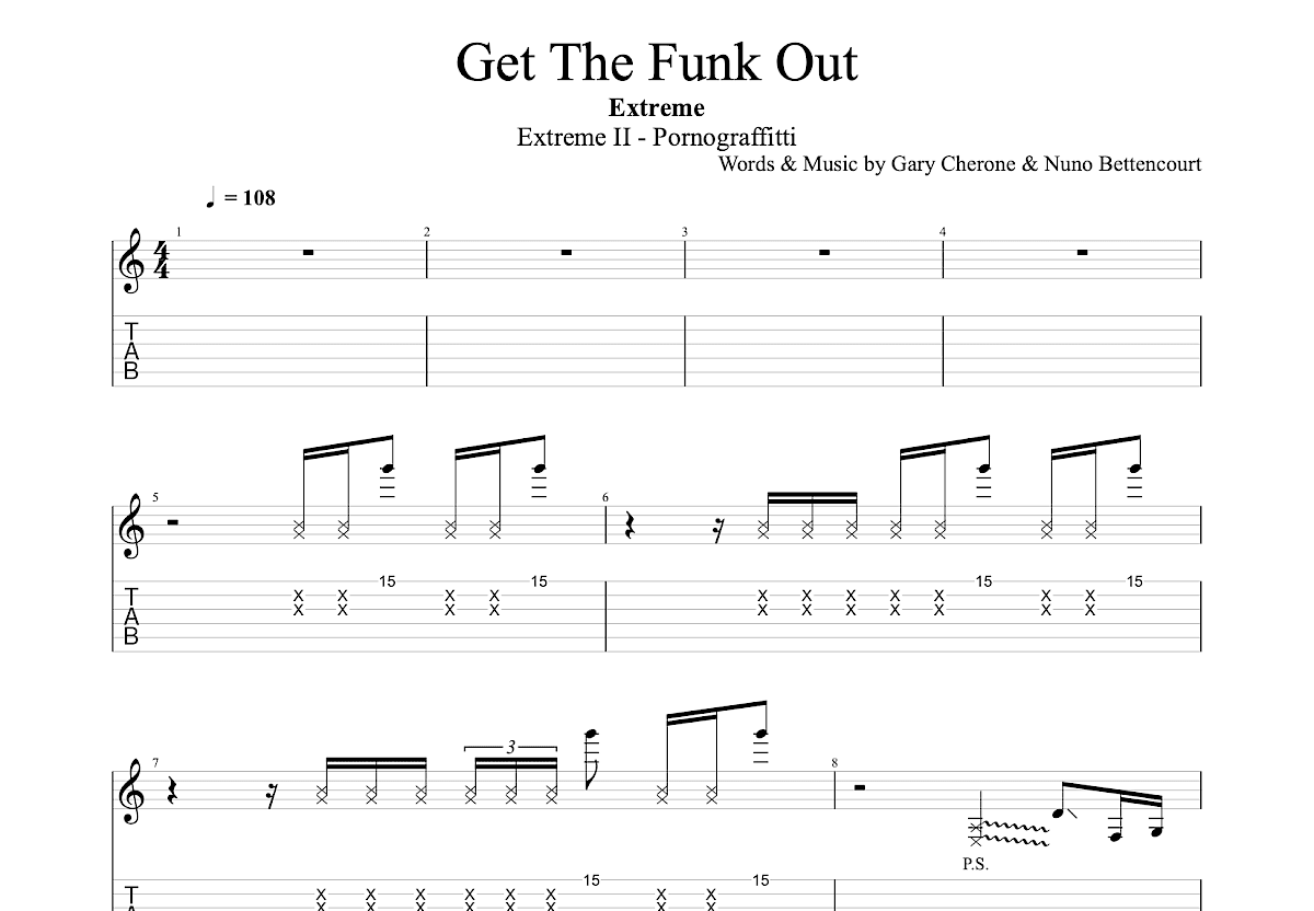 Get The Funk Out吉他谱预览图