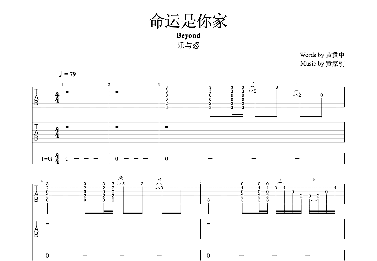 命运是你家吉他谱预览图