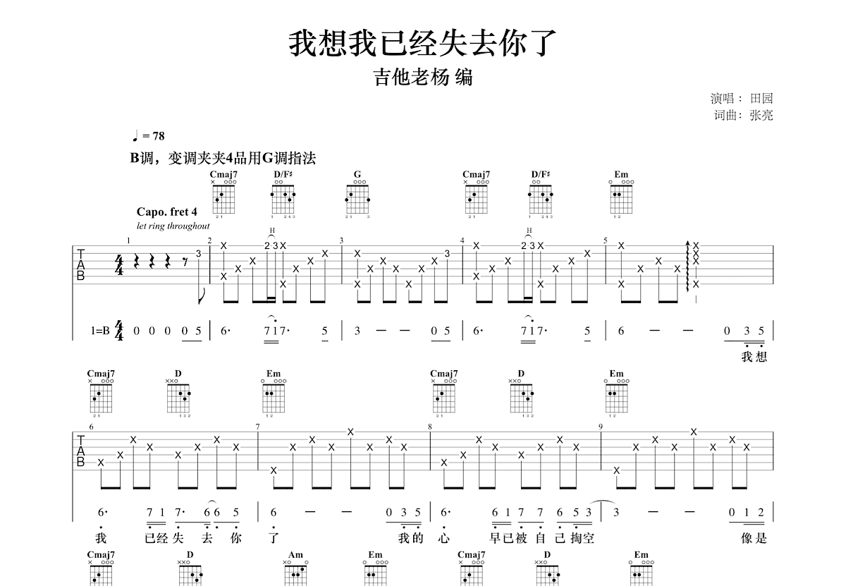 我想我已经失去你了吉他谱预览图