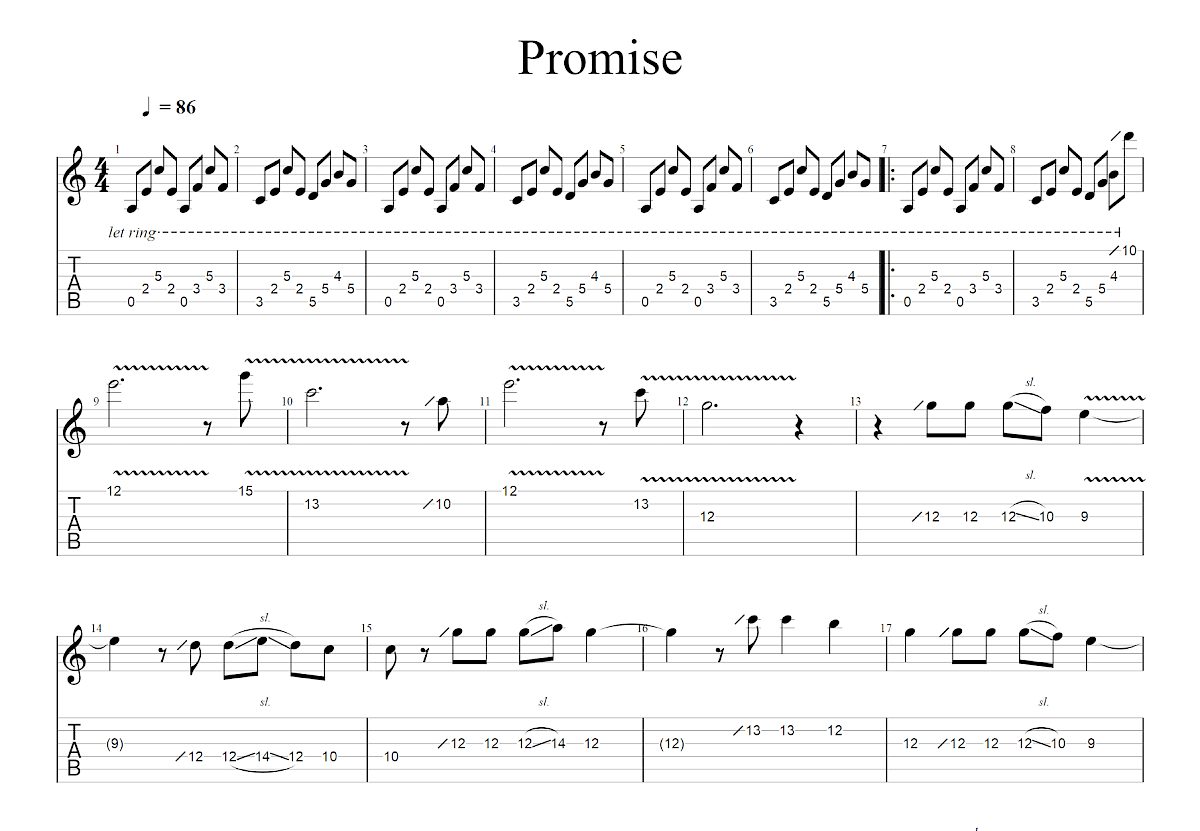 Promise吉他谱预览图