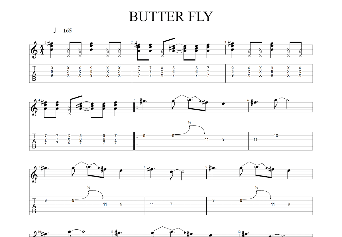 BUTTER FLY吉他谱预览图