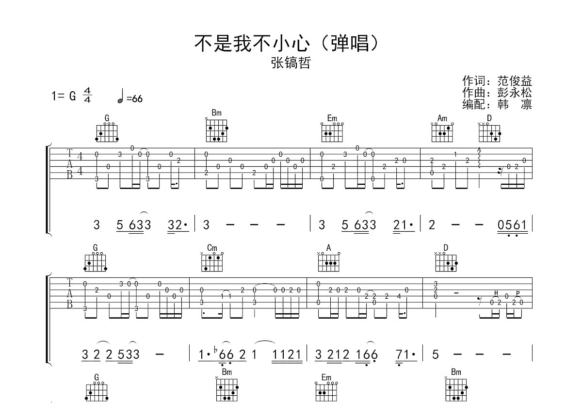 不是我不小心吉他谱预览图