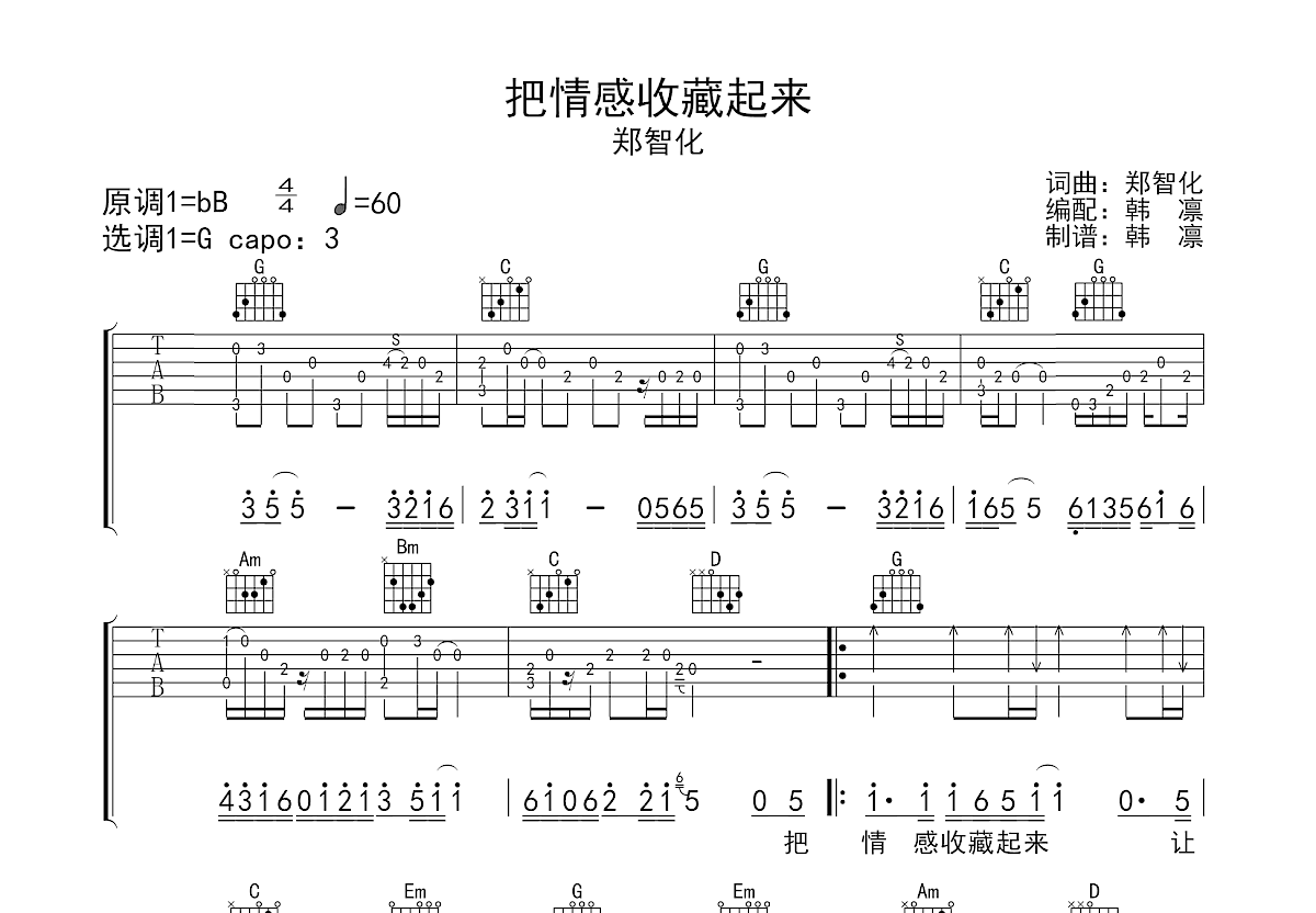 把情感收藏起来吉他谱预览图